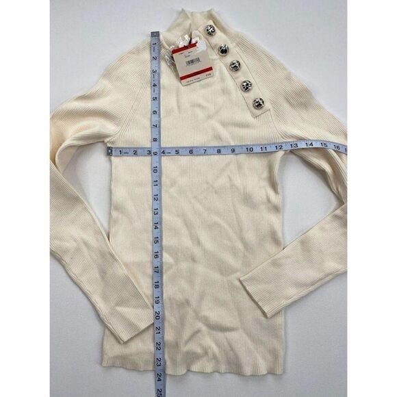 Anne Klein Sweater Top XS White Mock Buttons‎ - Picture 4 of 7